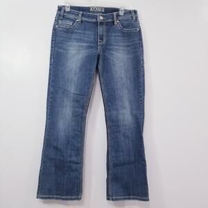 Y2K Rock & Roll Denim Embroidered Rival Low Rise Bootcut Jeans